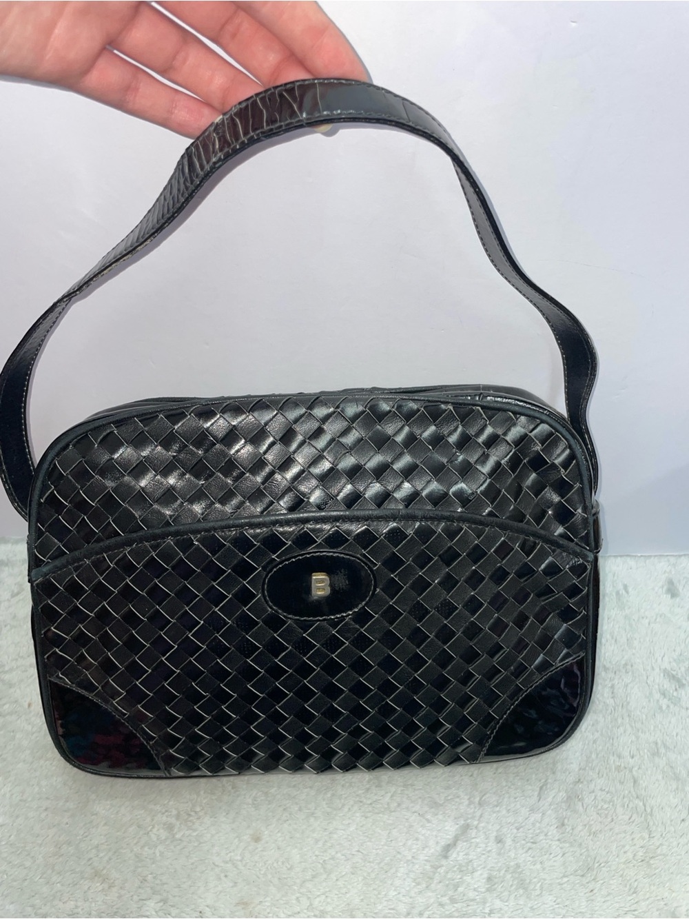 Vintage Bally Woven Leather Shoulder Bag/handbag
